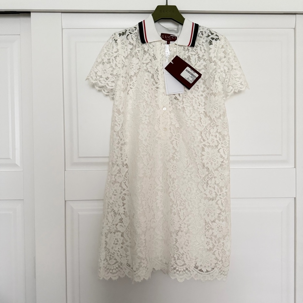 Gucci Off-White Floral Lace Dress